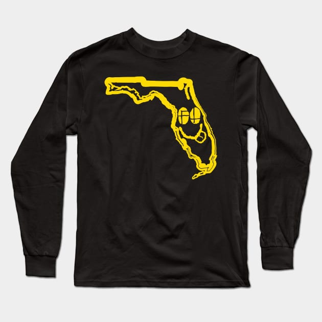 FL Eyes Florida Grunge Smiling Face Black Background Long Sleeve T-Shirt by pelagio